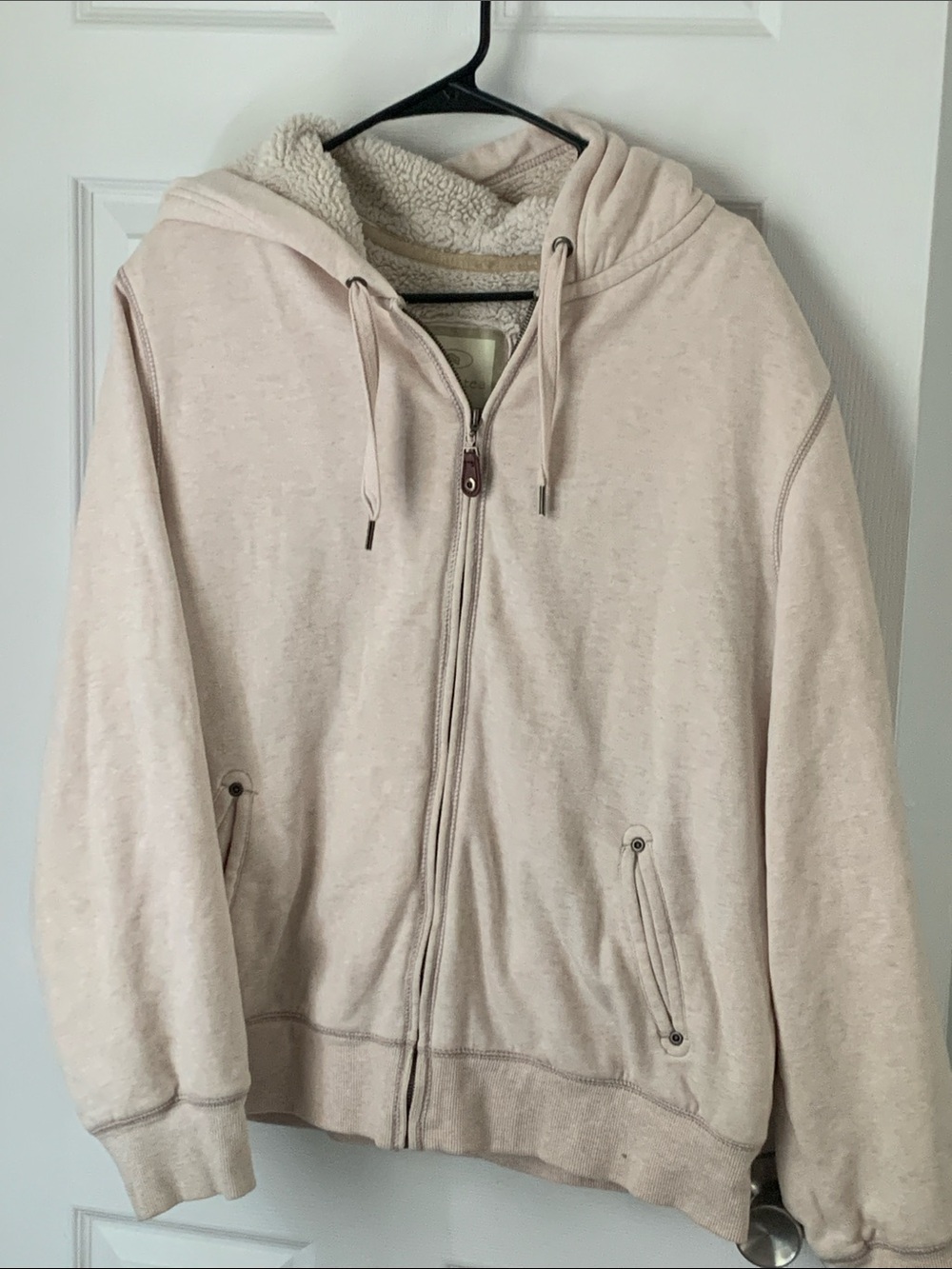 GreenTea Light Cream Sherpa Hoodie Jacket